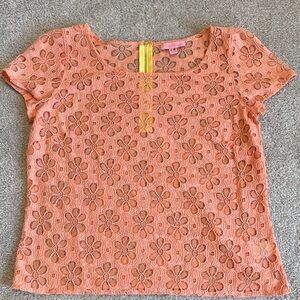 Lilly Pulitzer Coral Floral Lace Tee